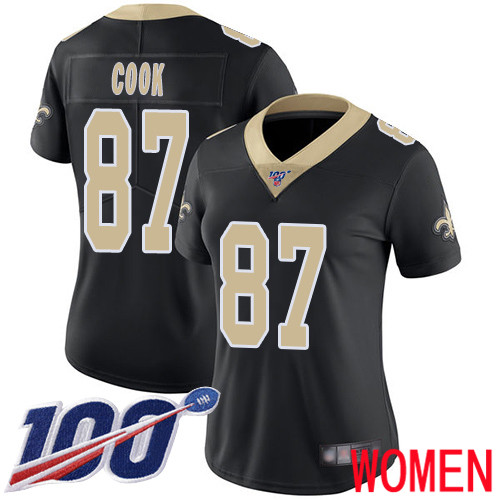 New Orleans Saints Limited Black Women Jared Cook Home Jersey NFL Football #87 100th Season Vapor Untouchable Jersey->women nfl jersey->Women Jersey